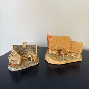 David Winter Rose Cottage 1980 & Cotswold Cottage 1982 Hand Painted Collectibles